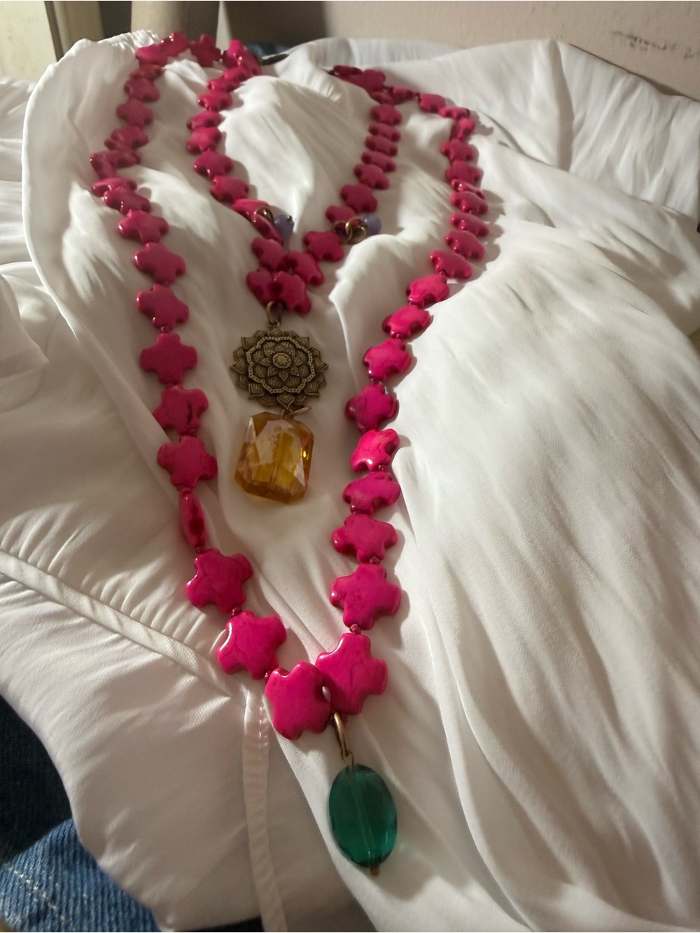 KATIA Designs- Bright Pink Howlite Layering Necklace: Woke Up Sexy As Hell Again - Picture 9 of 9